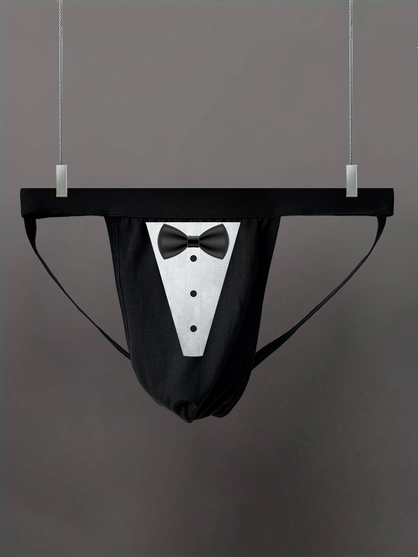Trunk Breathable Men - T-back Thongs with Bow Ties Print