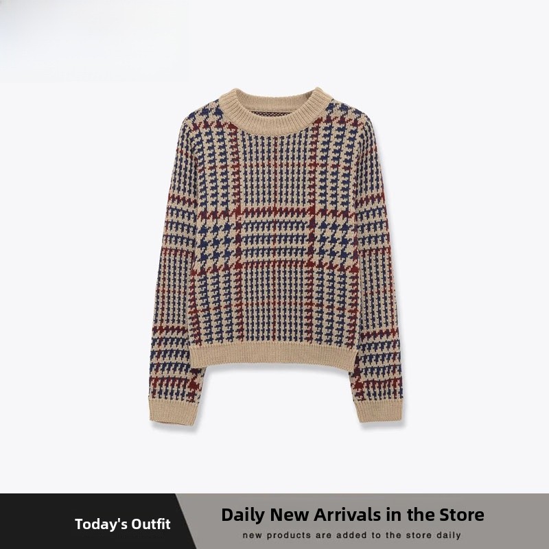 Thermal Long John - Warm Knitted Sweater with Check Pattern