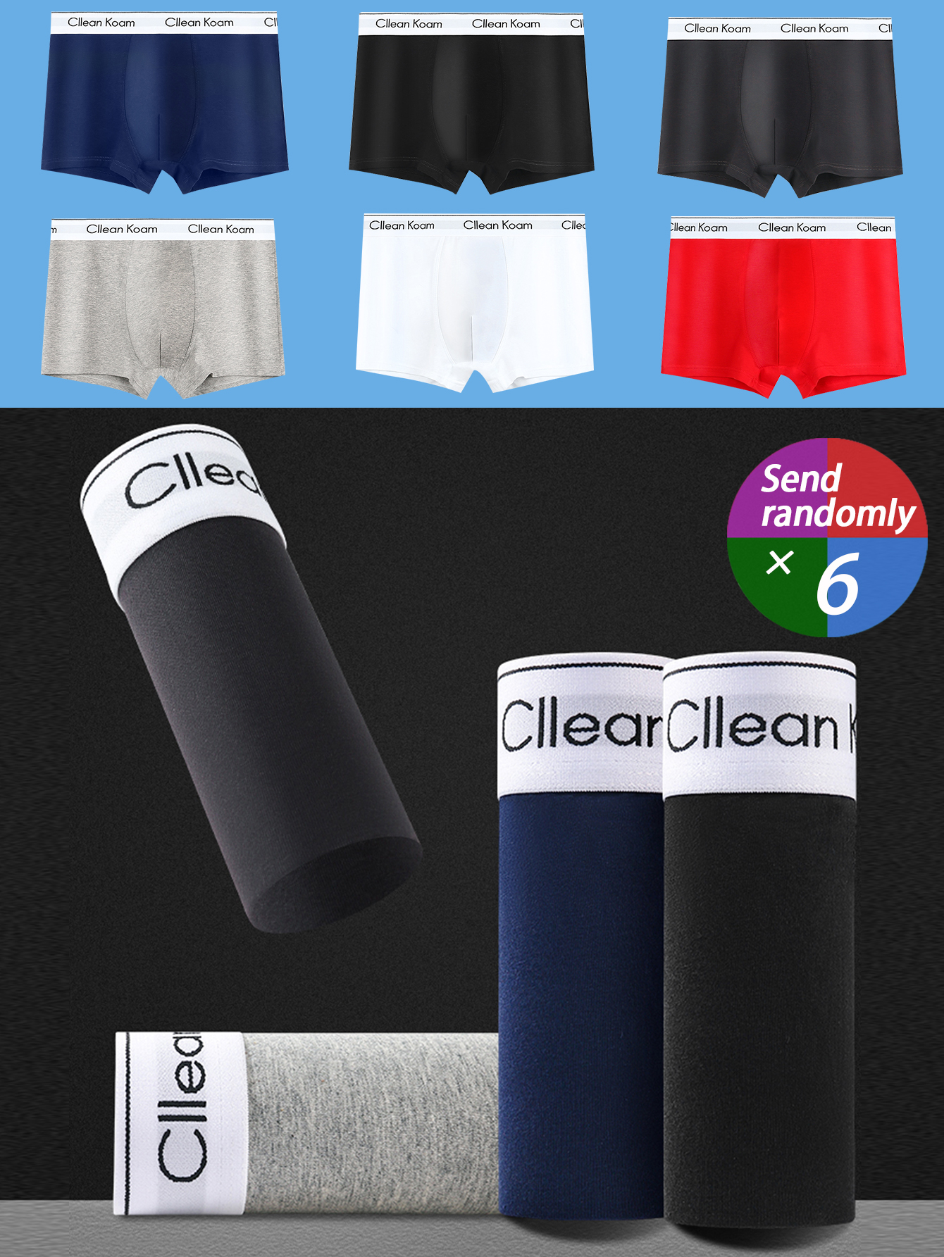 Multi Pack Underwear - 6-pack cotton underwear men's graphene antibacterial