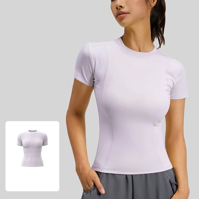 T Shirt Tight Fit - Gym Top Women Short Sleeve Workout