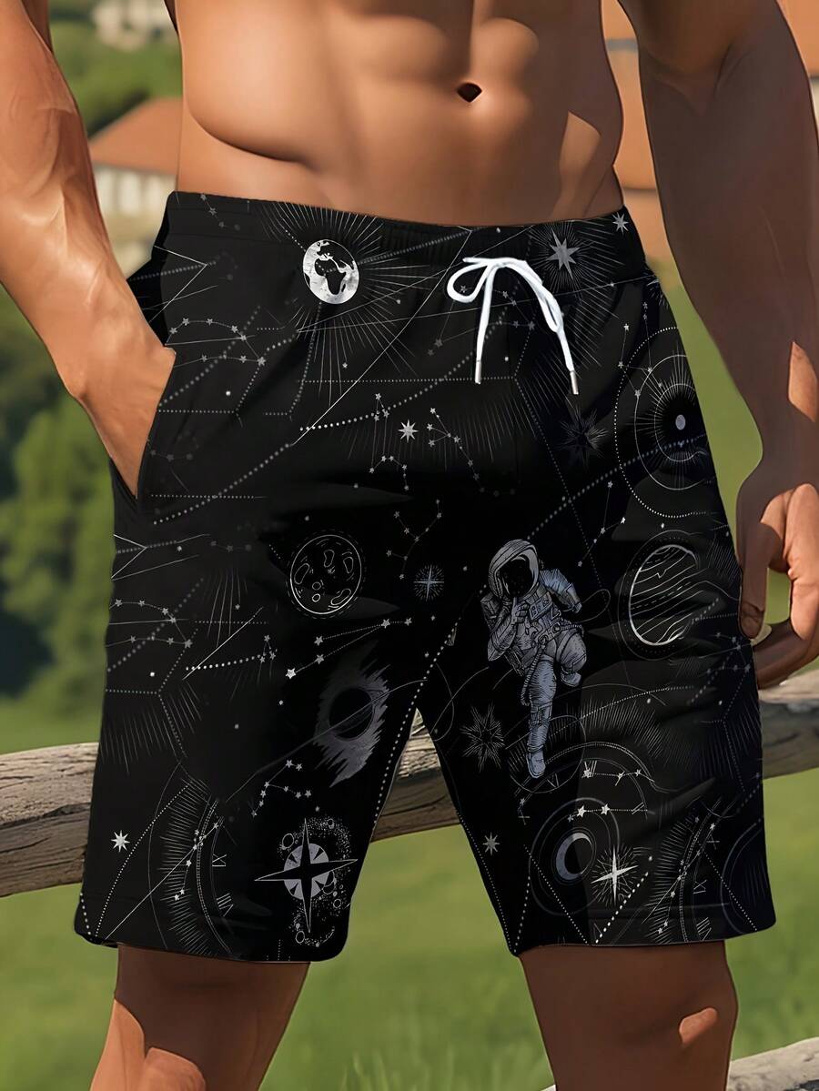 Trunk Breathable Men - Mens 3D Space Astronaut Print Beach