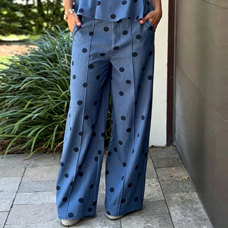Vintage Dot Print Chambray Two - Suspender Tank Top のレビューと価格