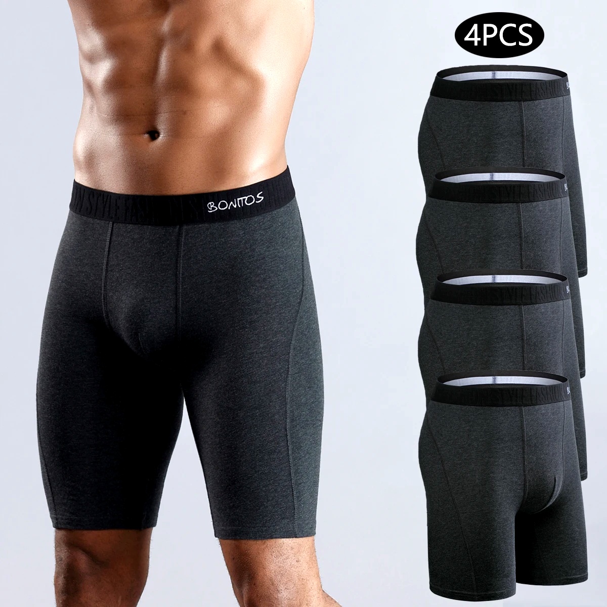 4pcs long boxers for men under - Long Leg Trunk Men のレビューと価格