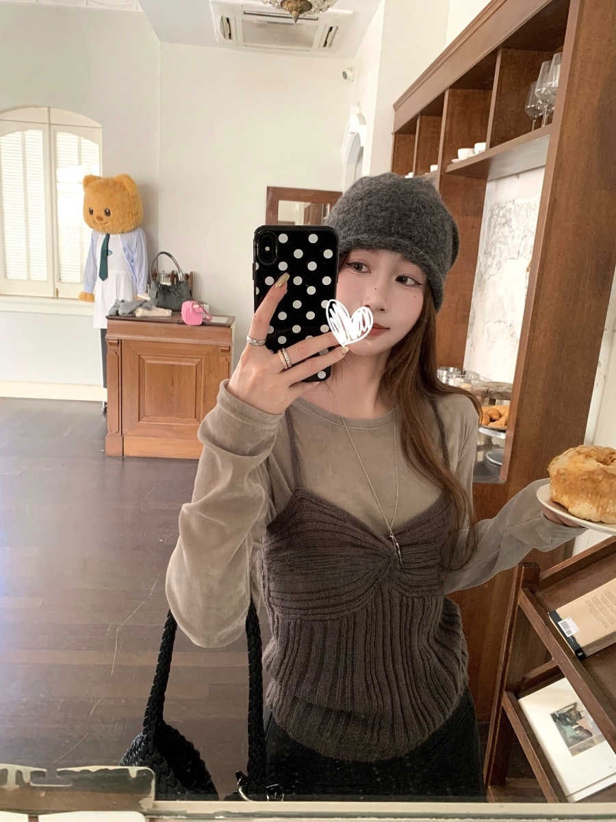 Korean Ambient Knitted Long Sv - Base Layer Top のレビューと価格