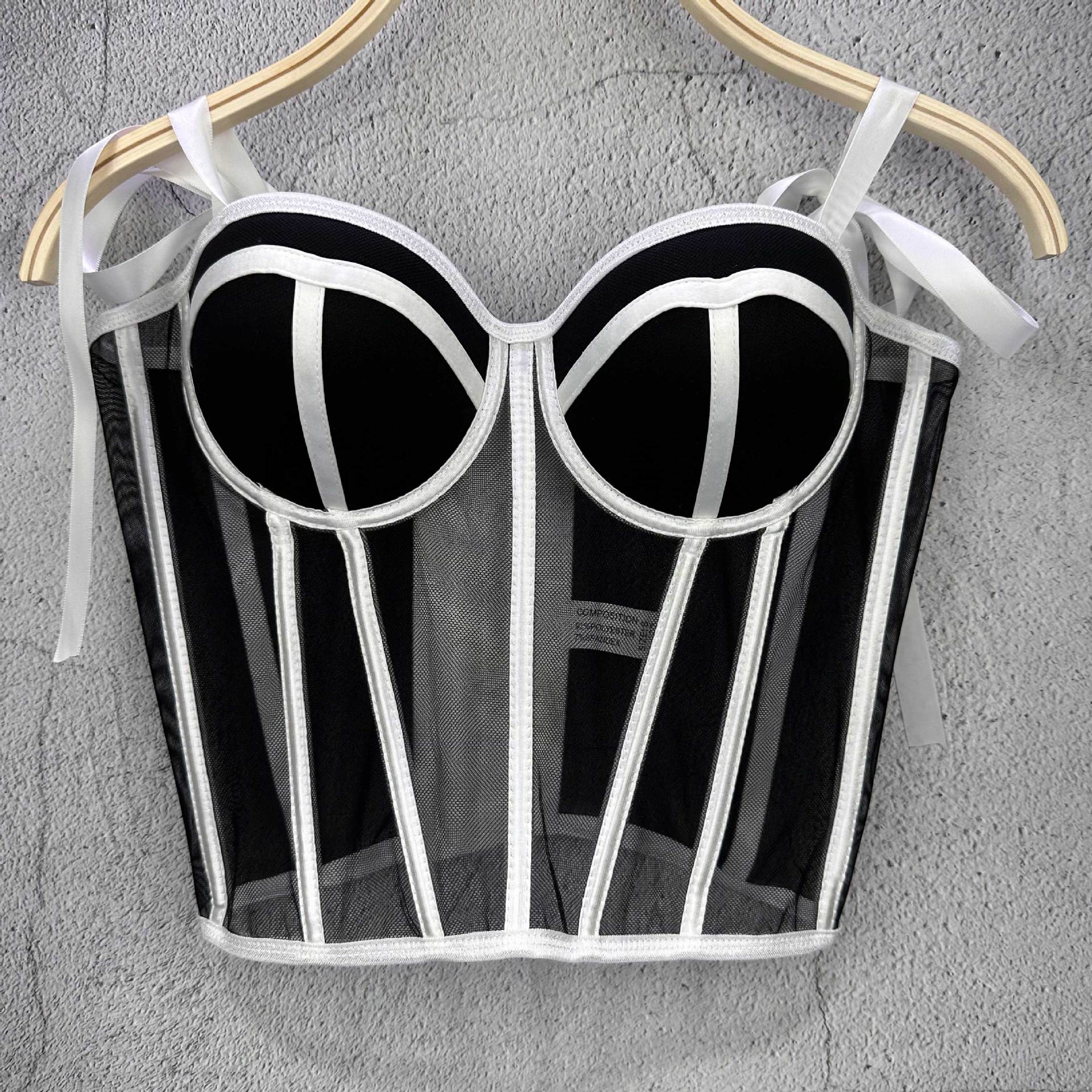 Mesh Transparent Contrasting L - Tank Top Ribbed のレビューと価格