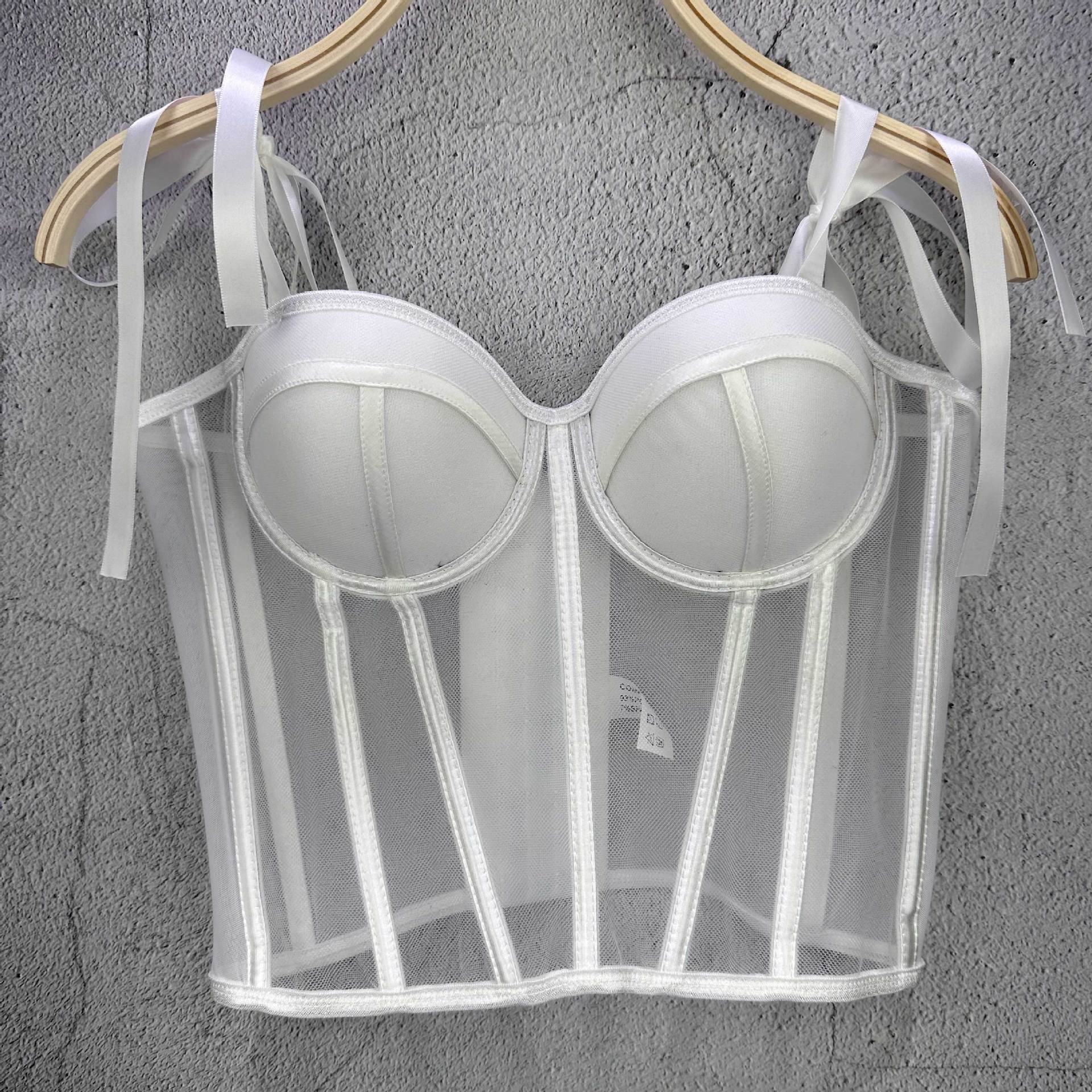 Mesh Transparent Contrasting L - Tank Top Ribbed のレビューと価格