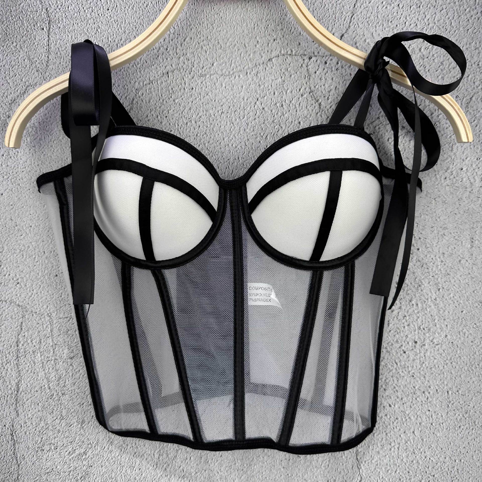 Mesh Transparent Contrasting L - Tank Top Ribbed のレビューと価格
