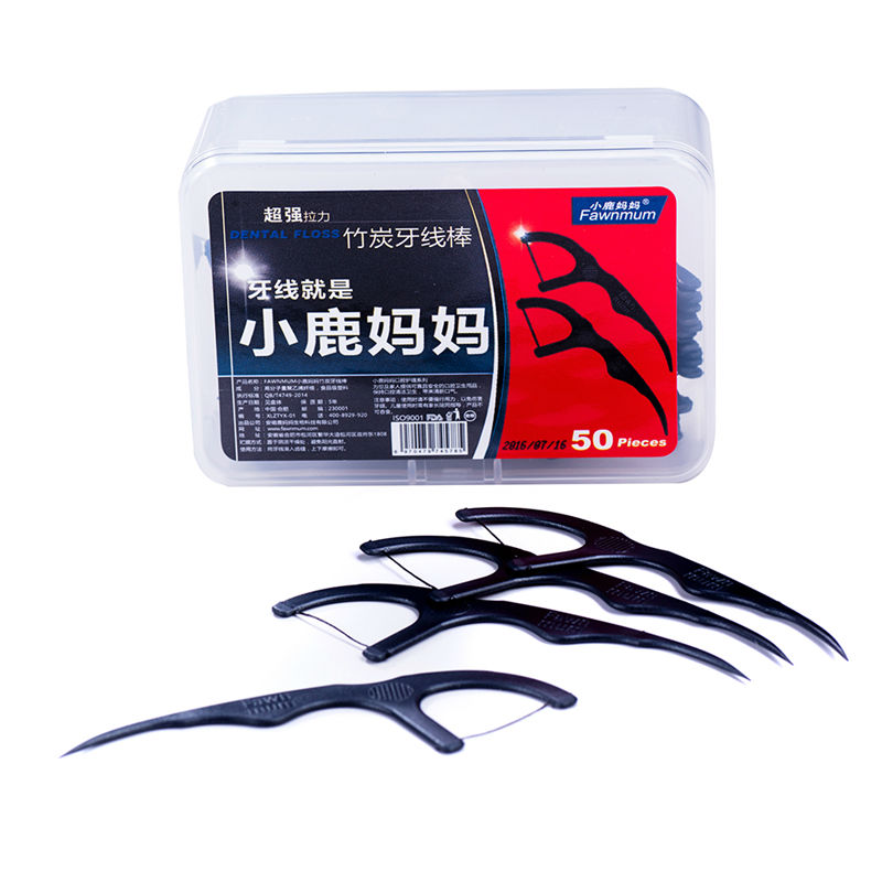 Dental Floss Teeth Stick 50 Pc - Bamboo Fiber Trunk のレビューと価格