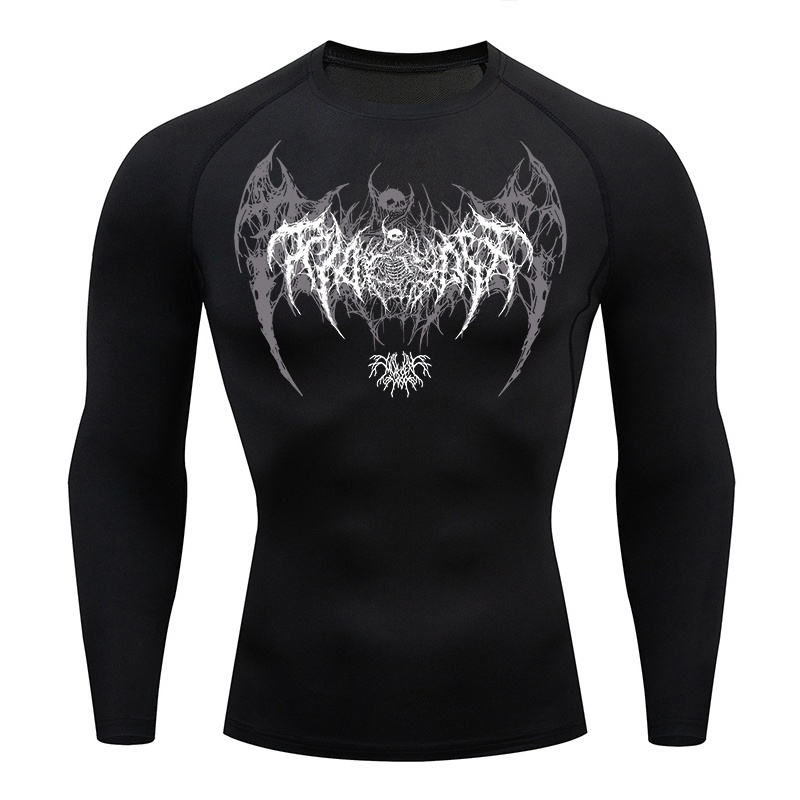 Skull Wings Print Long Sleeve  - Base Layer Top のレビューと価格
