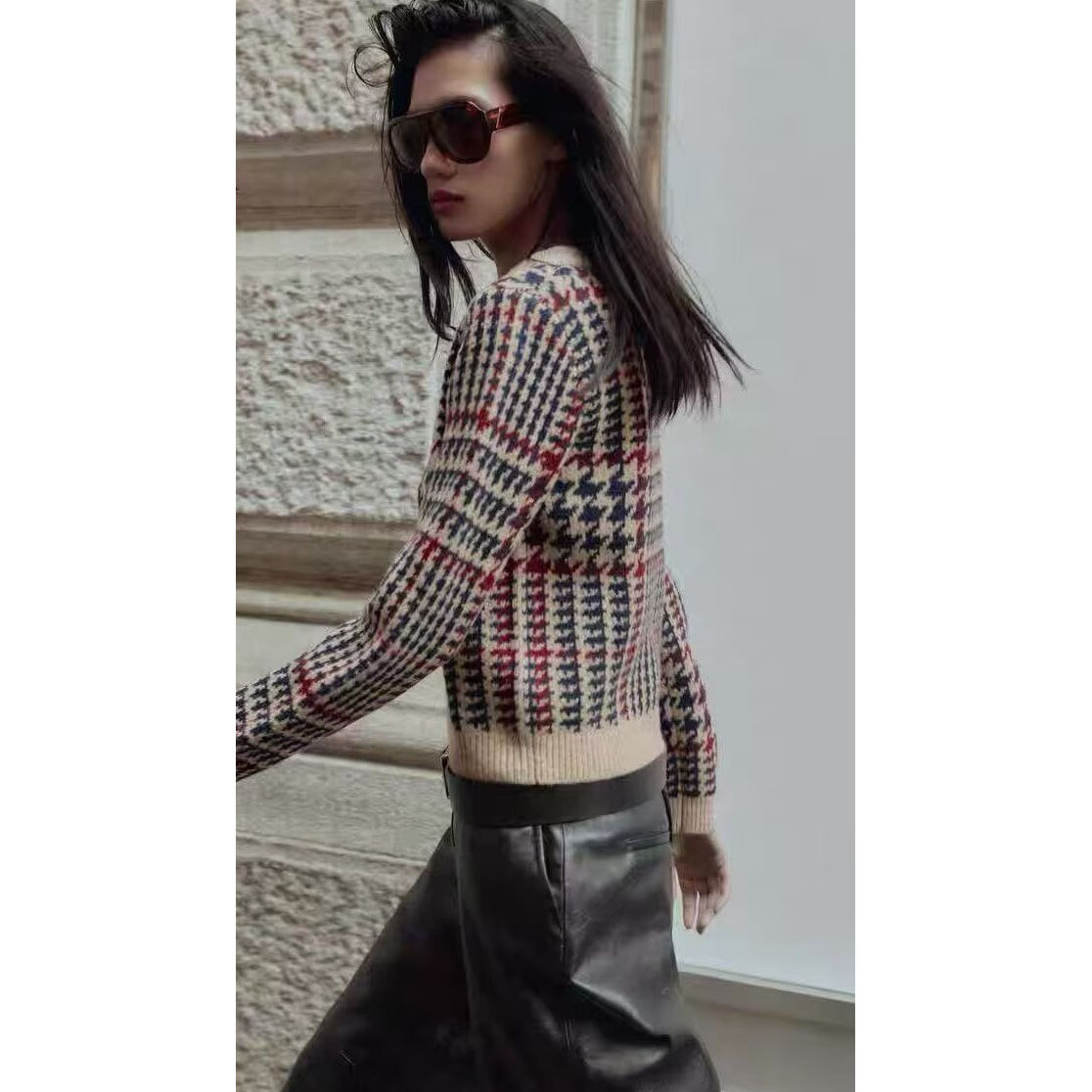 Warm Knitted Sweater with Chec - Thermal Long John のレビューと価格
