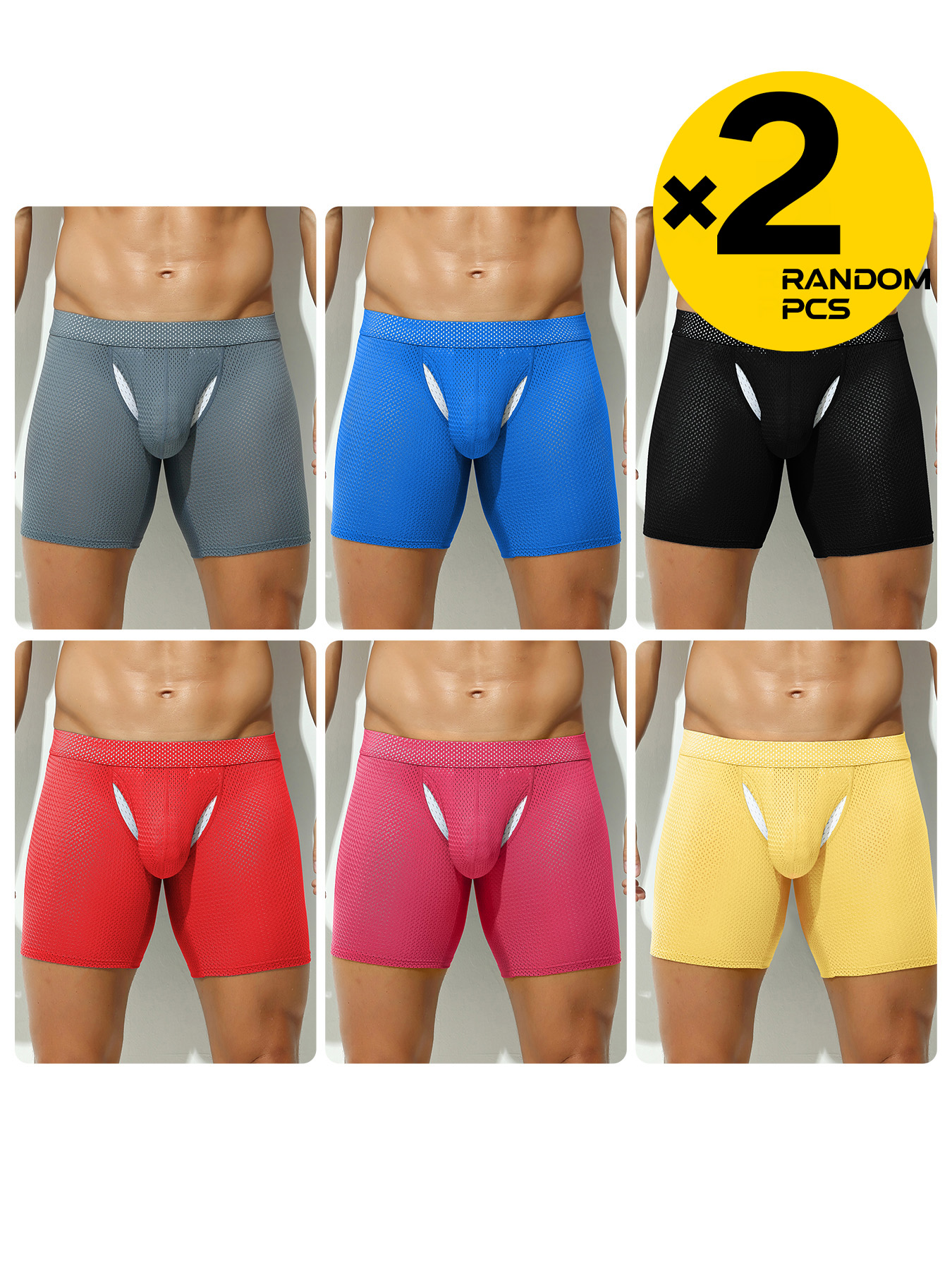 2Pcs Long Leg Men's Mesh Under - Mesh Sport Boxer のレビューと価格