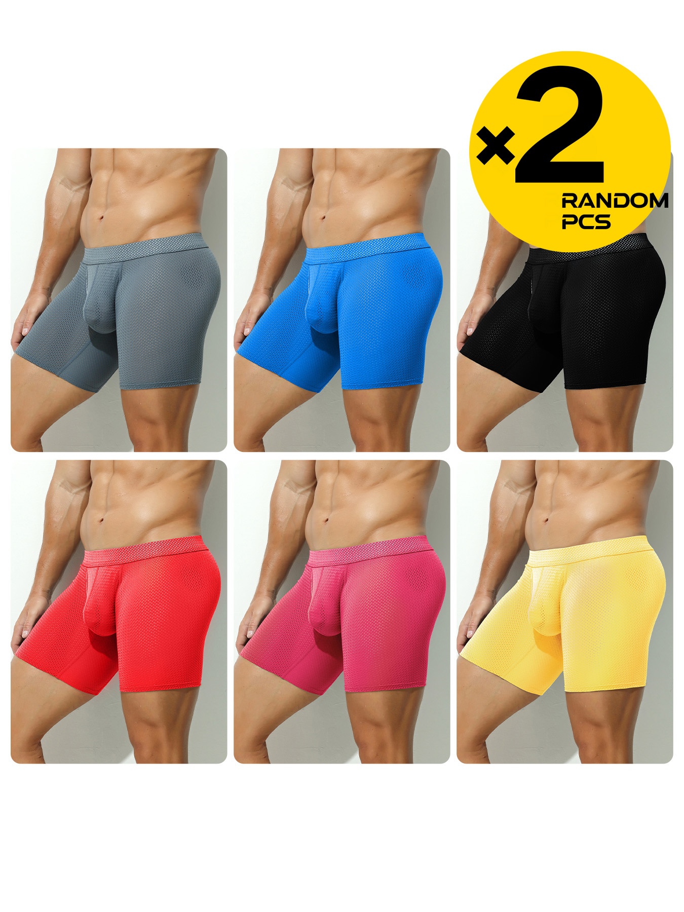 2Pcs Long Leg Men's Mesh Under - Mesh Sport Boxer のレビューと価格