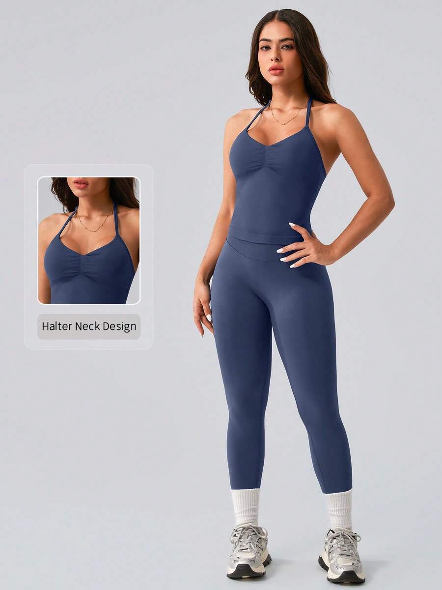 Womens Halter Neck Yoga Set Ri - Tank Top Ribbed のレビューと価格