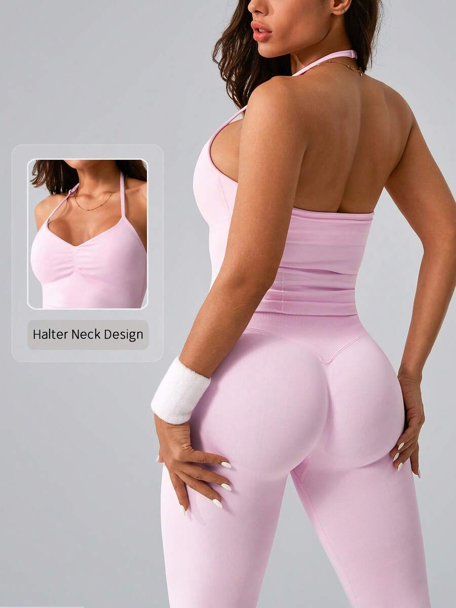Womens Halter Neck Yoga Set Ri - Tank Top Ribbed のレビューと価格