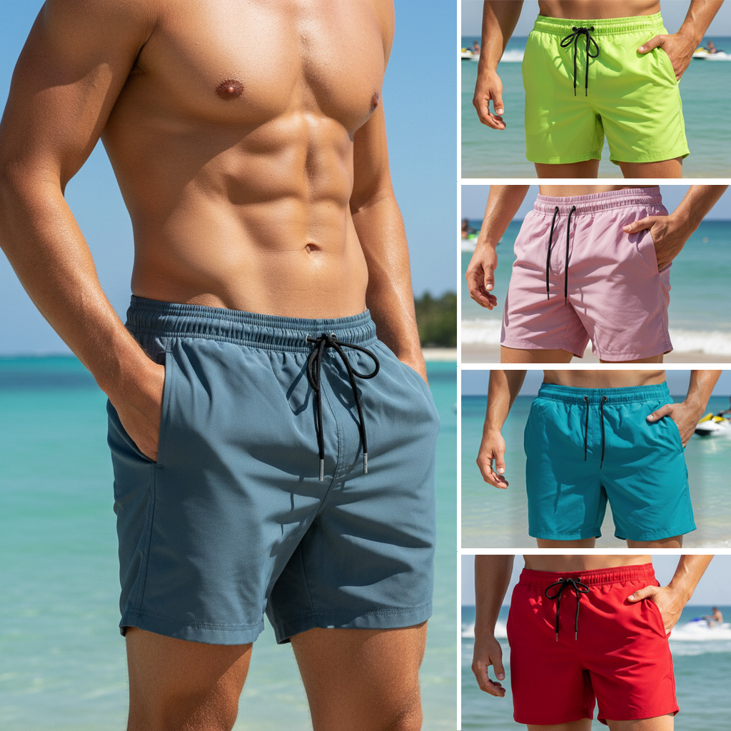 Summer Mens Plain Swim Shorts  - Trunk Breathable Men のレビューと価格