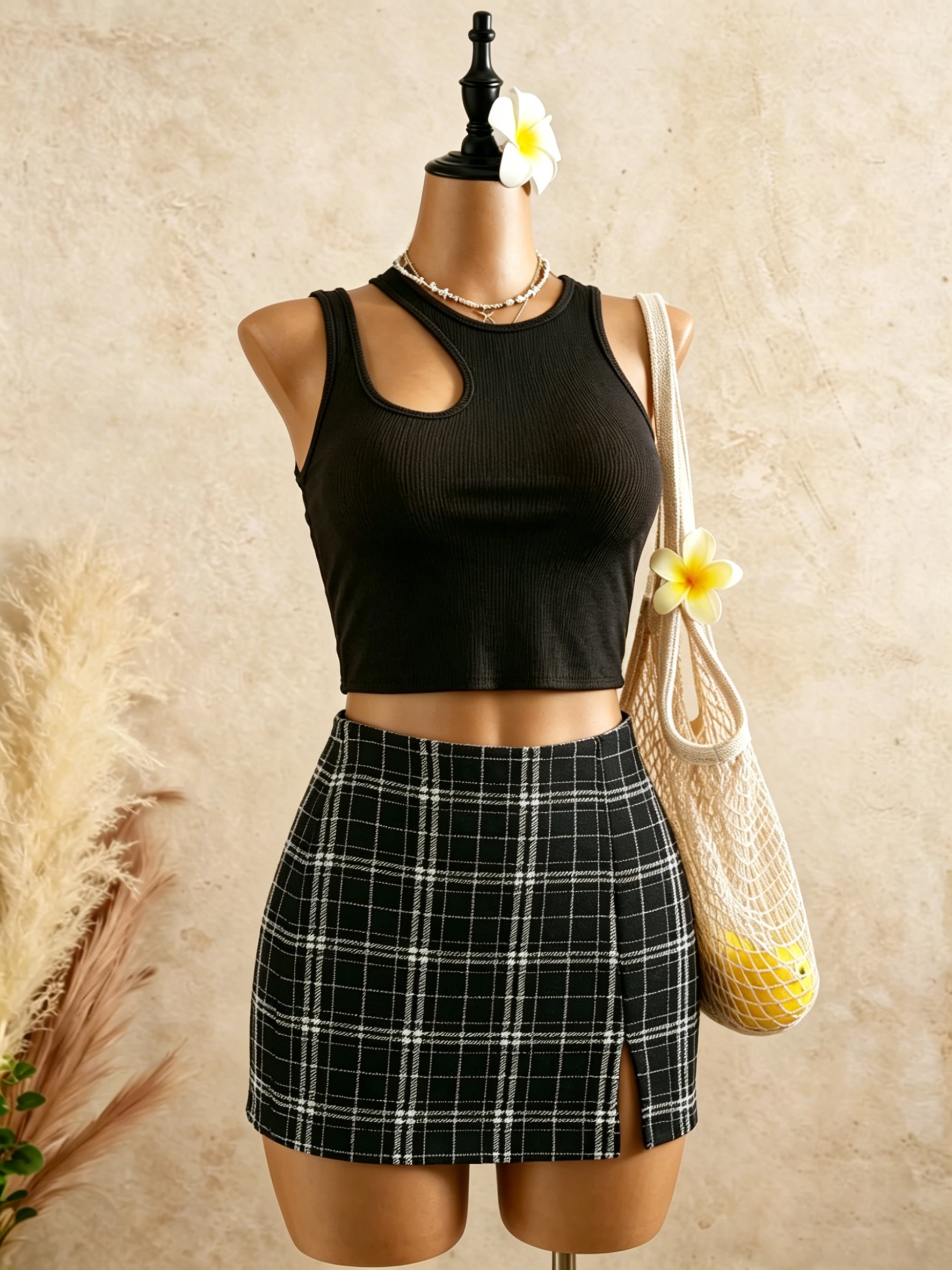2 Piece Outfits Women Cutout R - Tank Top Ribbed のレビューと価格